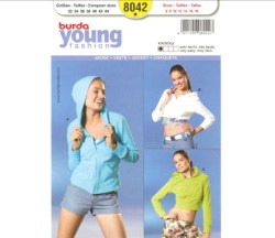 8042 BURDA STRETCHY ZIPPY JACKET LENGTHS,HOOD PATTERN 6-8